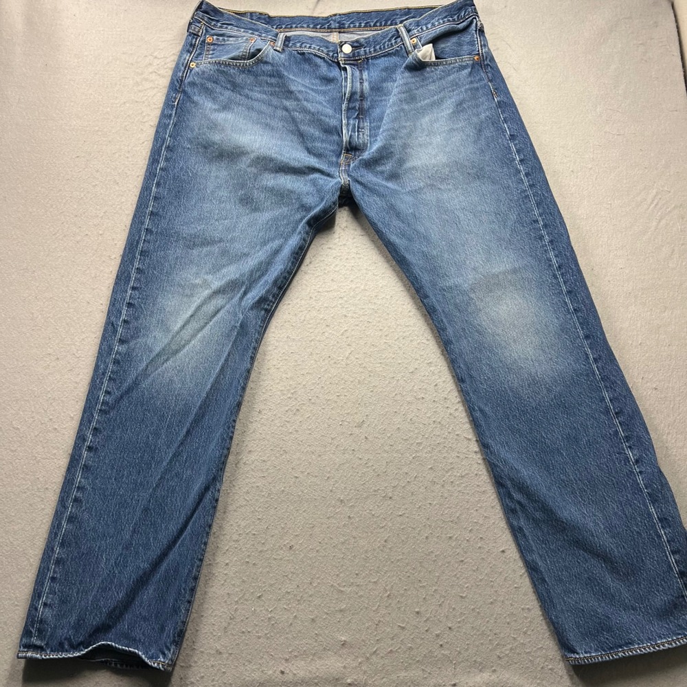 Levis 501 Mens Blue Denim Original Fit Straight Leg Button Fly Jeans W42 L32